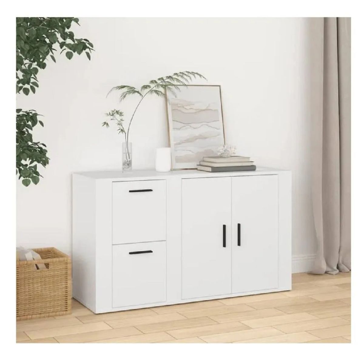 TU MESITA - Aparador Clásico TU MESITA Atom color Blanco 2 cajones 2 puertas