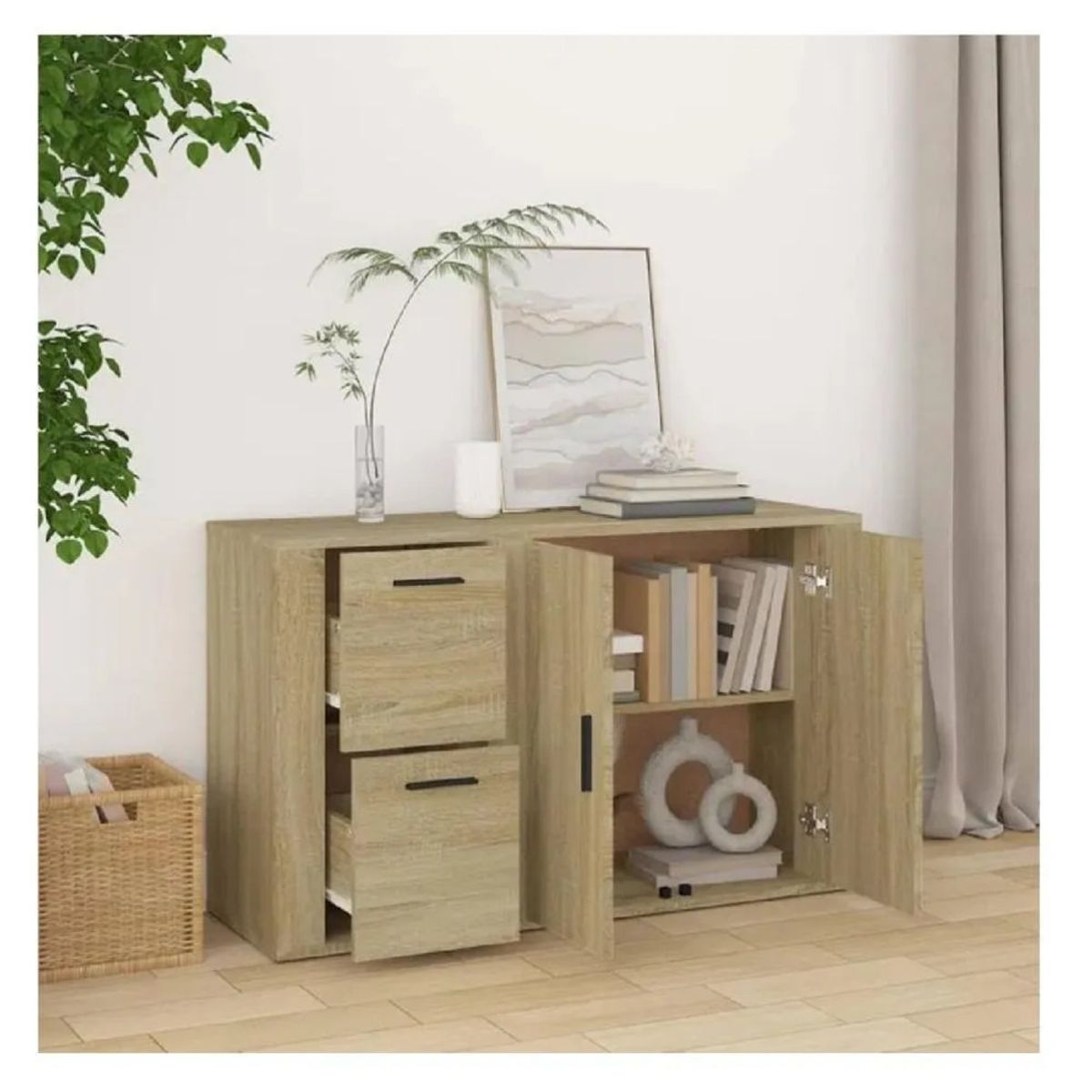 TU MESITA - Aparador Clásico TU MESITA Atom color Duna 2 cajones 2 puertas