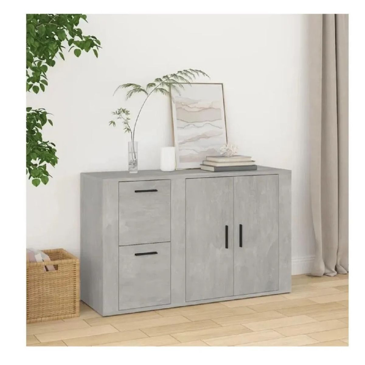 TU MESITA - Aparador Clásico TU MESITA Atom color Gris 2 cajones 2 puertas