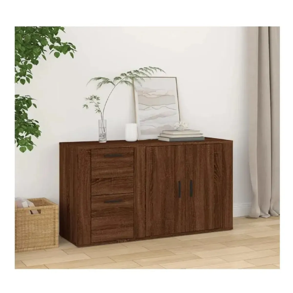 TU MESITA - Aparador Clásico TU MESITA Atom color Marrón 2 cajones 2 puertas