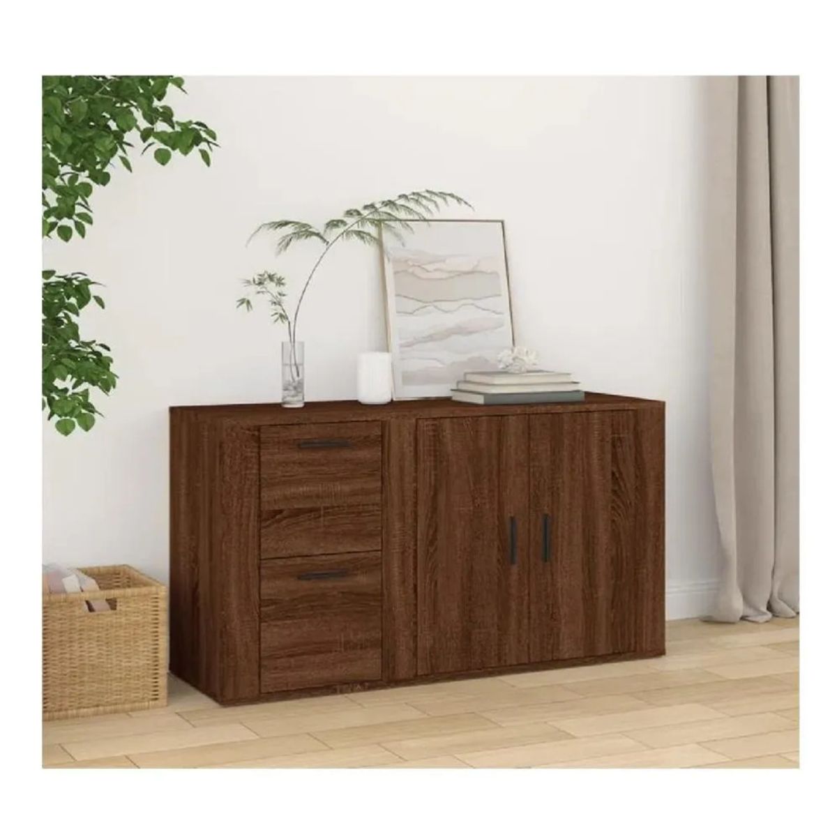 TU MESITA - Aparador Clásico TU MESITA Atom color Marrón 2 cajones 2 puertas