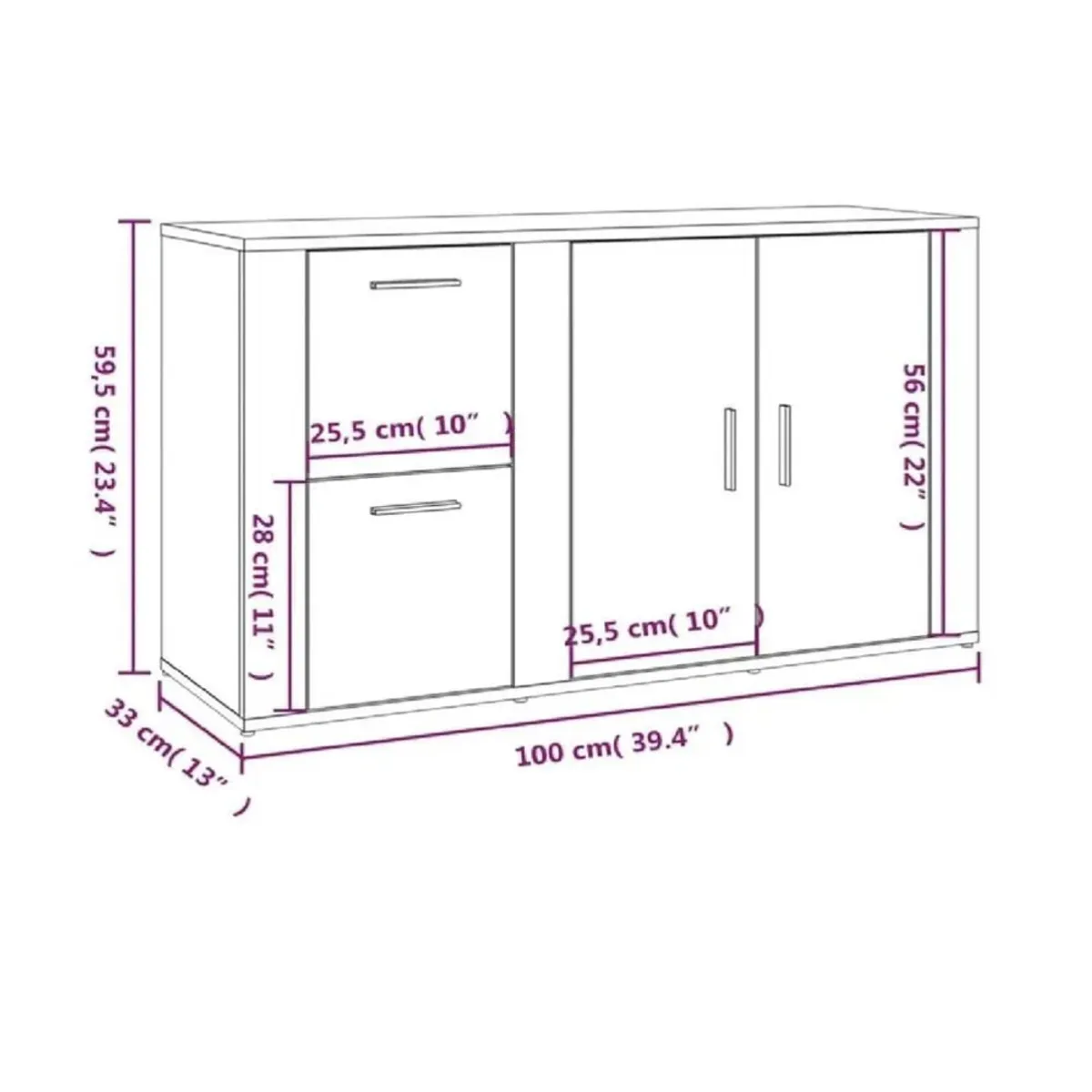 TU MESITA - Aparador Clásico TU MESITA Atom color Marrón 2 cajones 2 puertas
