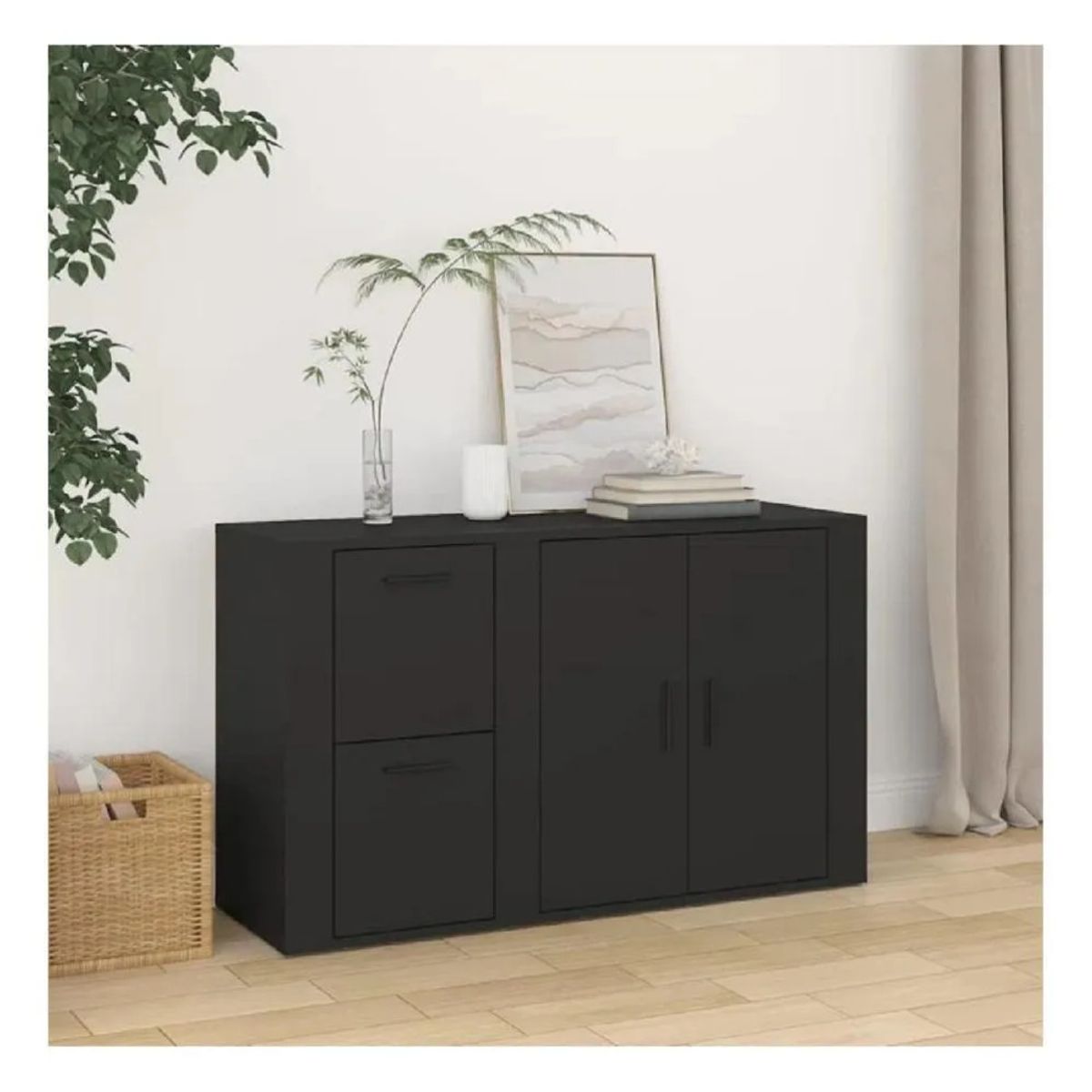 TU MESITA - Aparador Clásico TU MESITA Atom color Negro 2 cajones 2 puertas