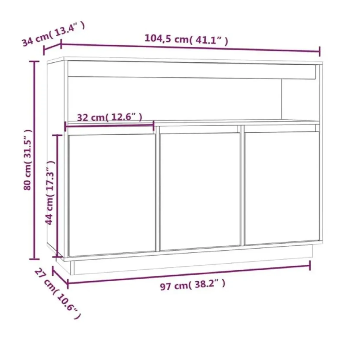 TU MESITA - Aparador Clásico TU MESITA Rossy color Duna 3 puertas