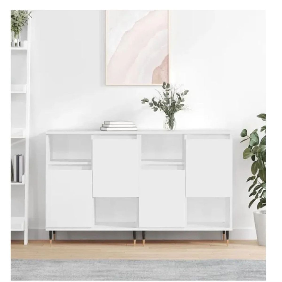 TU MESITA - Aparador Corto TU MESITA Ariosto set x2 color Blanco 4 puertas