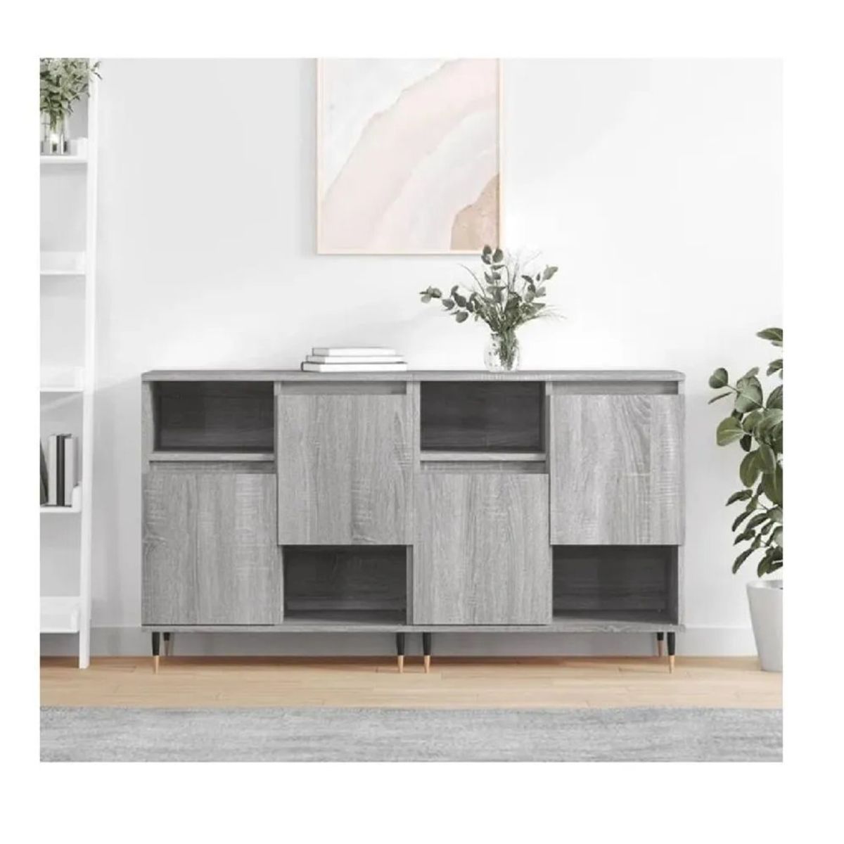 TU MESITA - Aparador Corto TU MESITA Ariosto set x2 color Gris 4 puertas