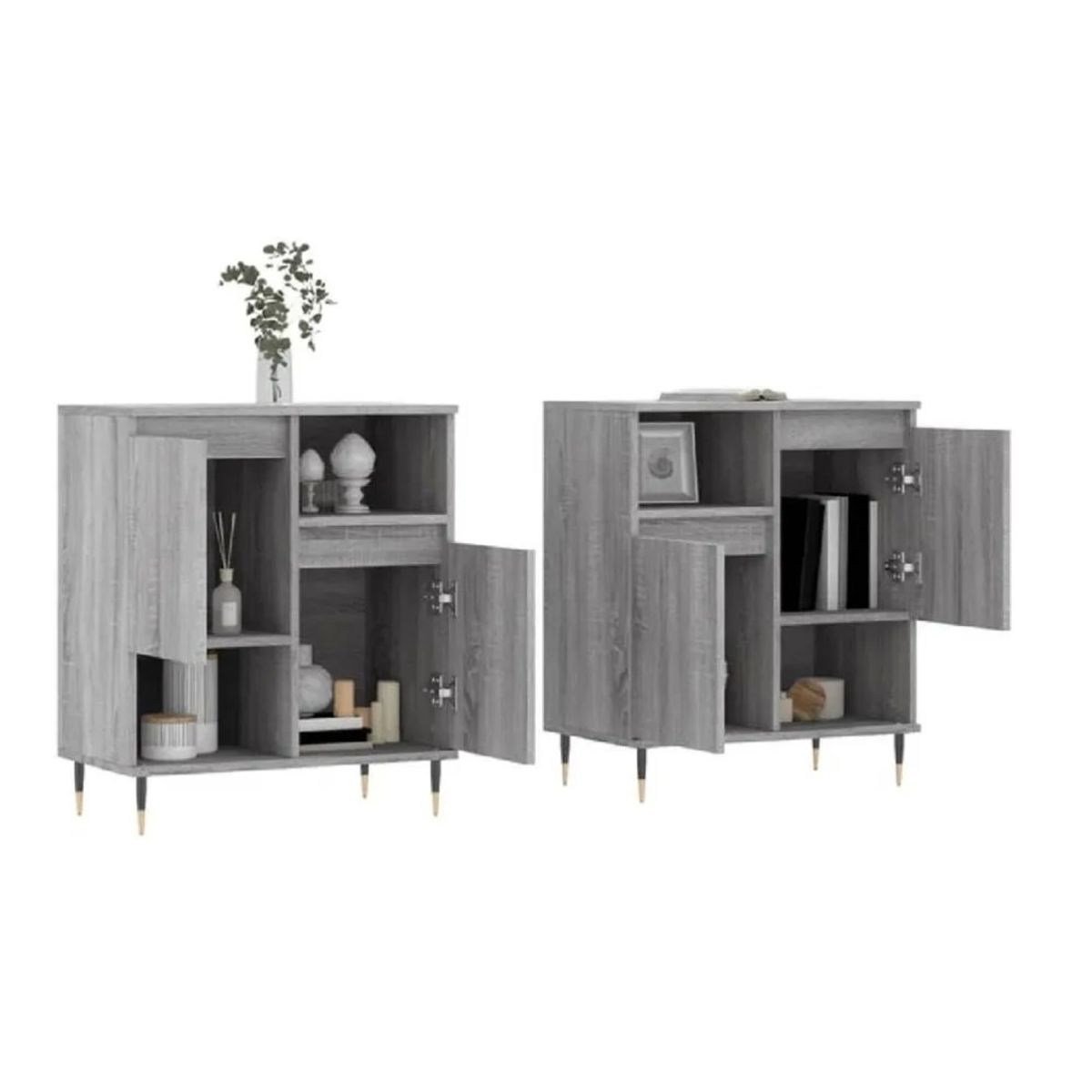 TU MESITA - Aparador Corto TU MESITA Ariosto set x2 color Gris 4 puertas