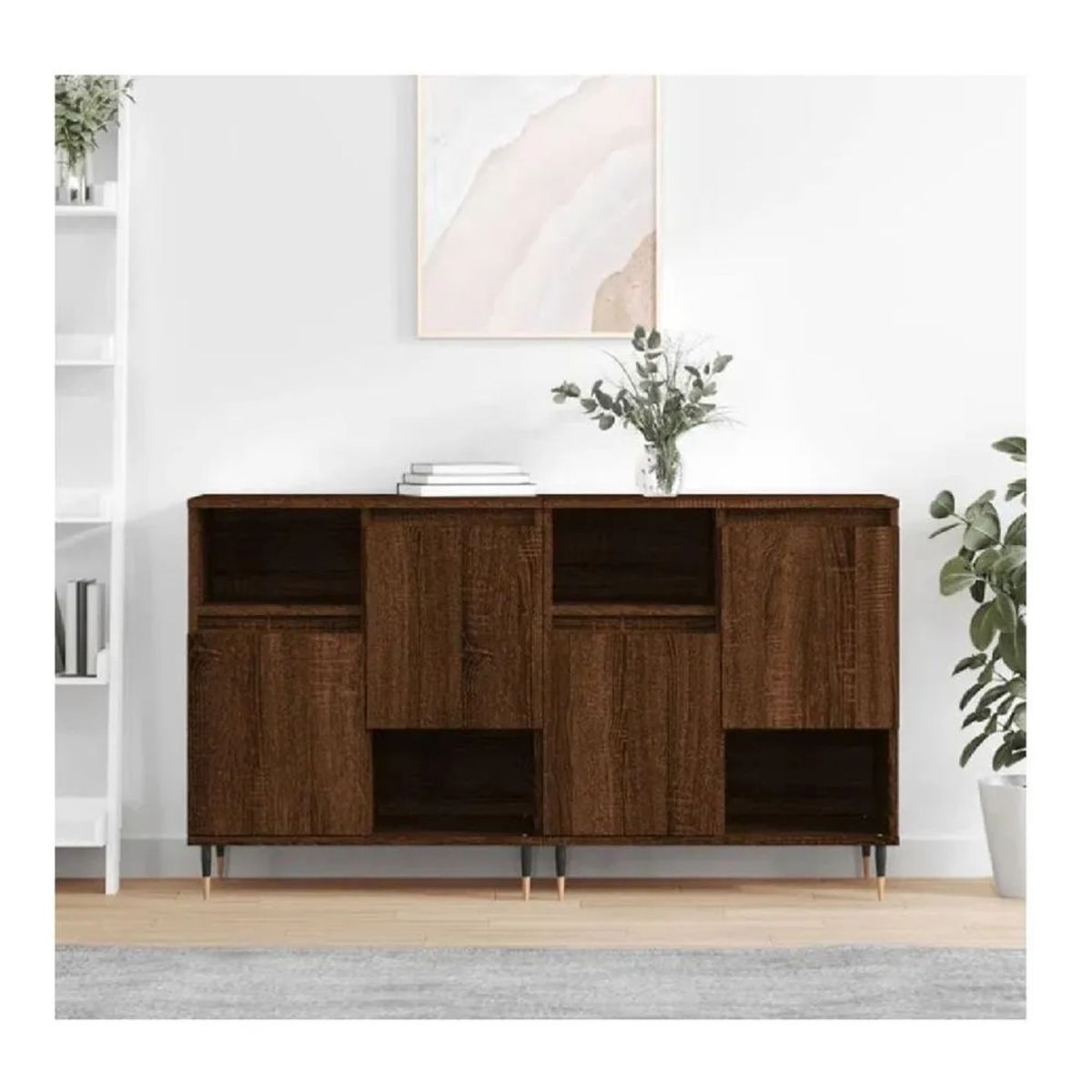 TU MESITA - Aparador Corto TU MESITA Ariosto set x2 color Marrón 4 puertas