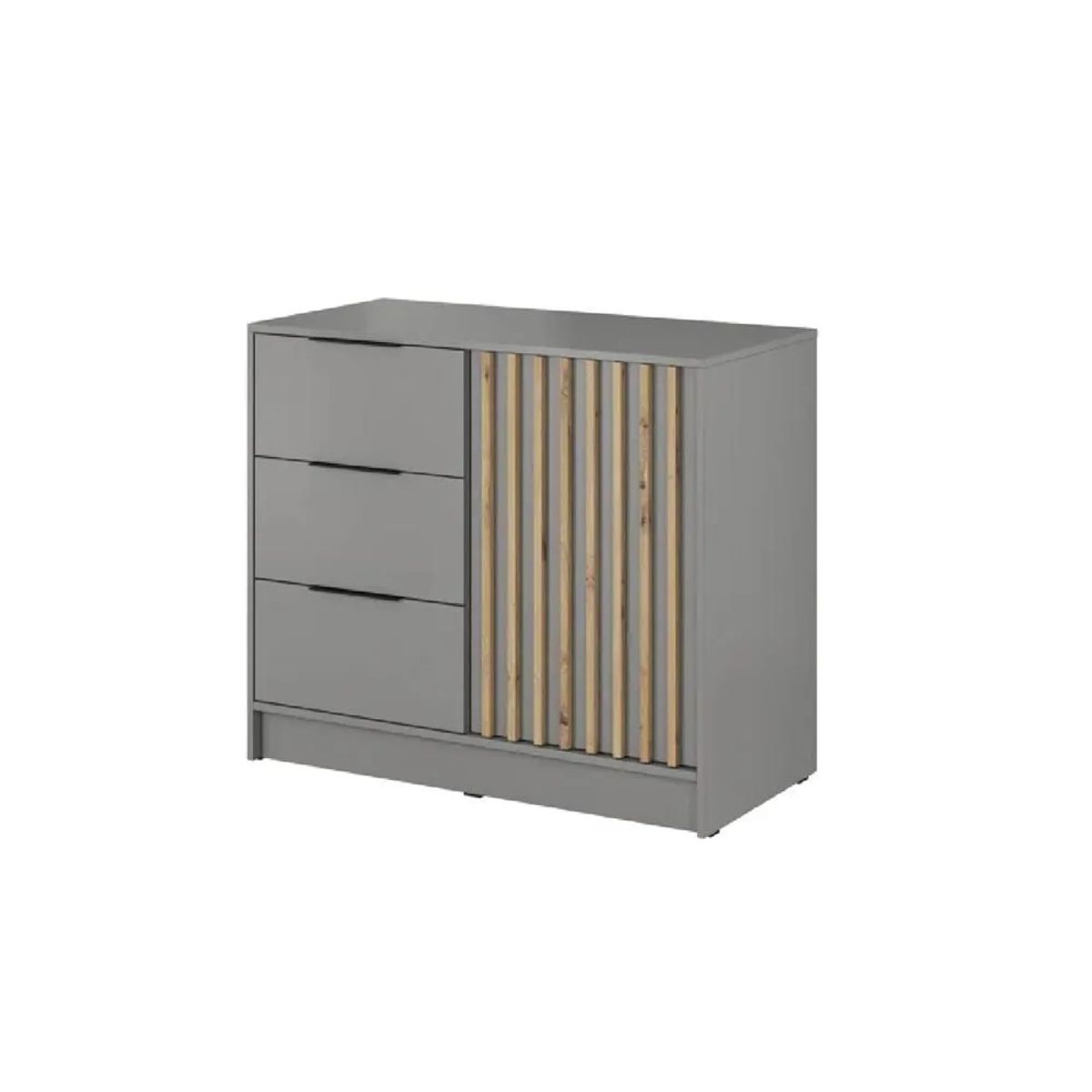 TU MESITA - Aparador Corto TU MESITA Fabián Gris ClaroRoble 3 cajones 1 puerta