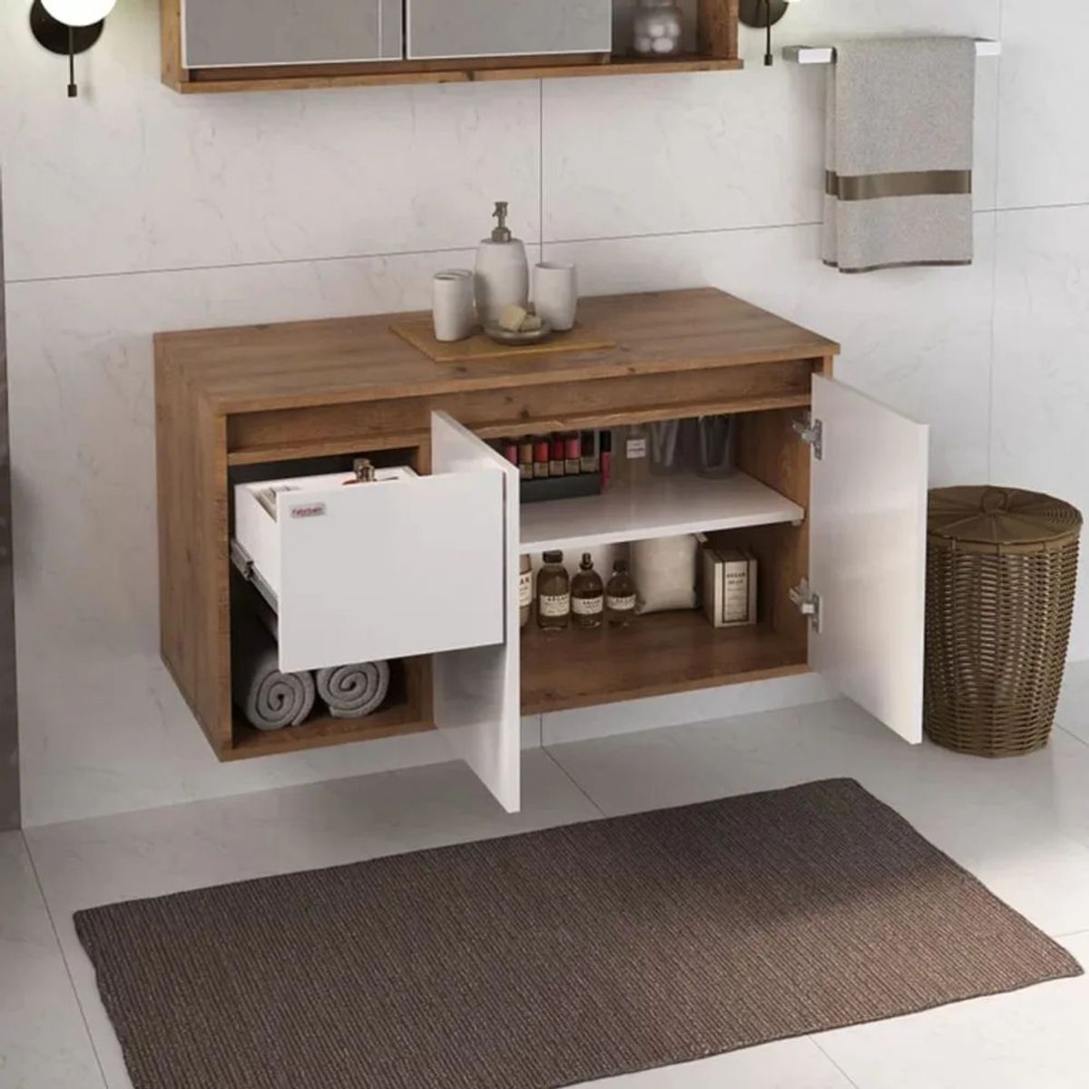 TU MESITA - Aparador de Baño Flotante Nelly 1 cajón 2 puertas TU MESITA