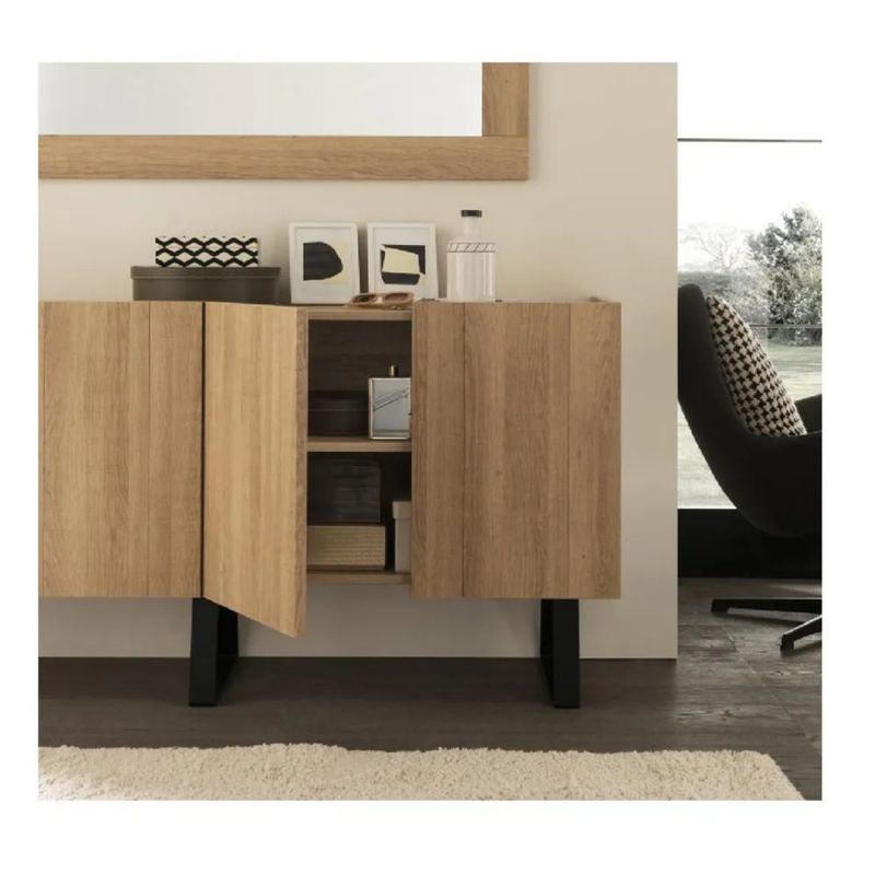 TU MESITA - Aparador Moderno con Espejo TU MESITA Jasper color Rovere 4 puertas