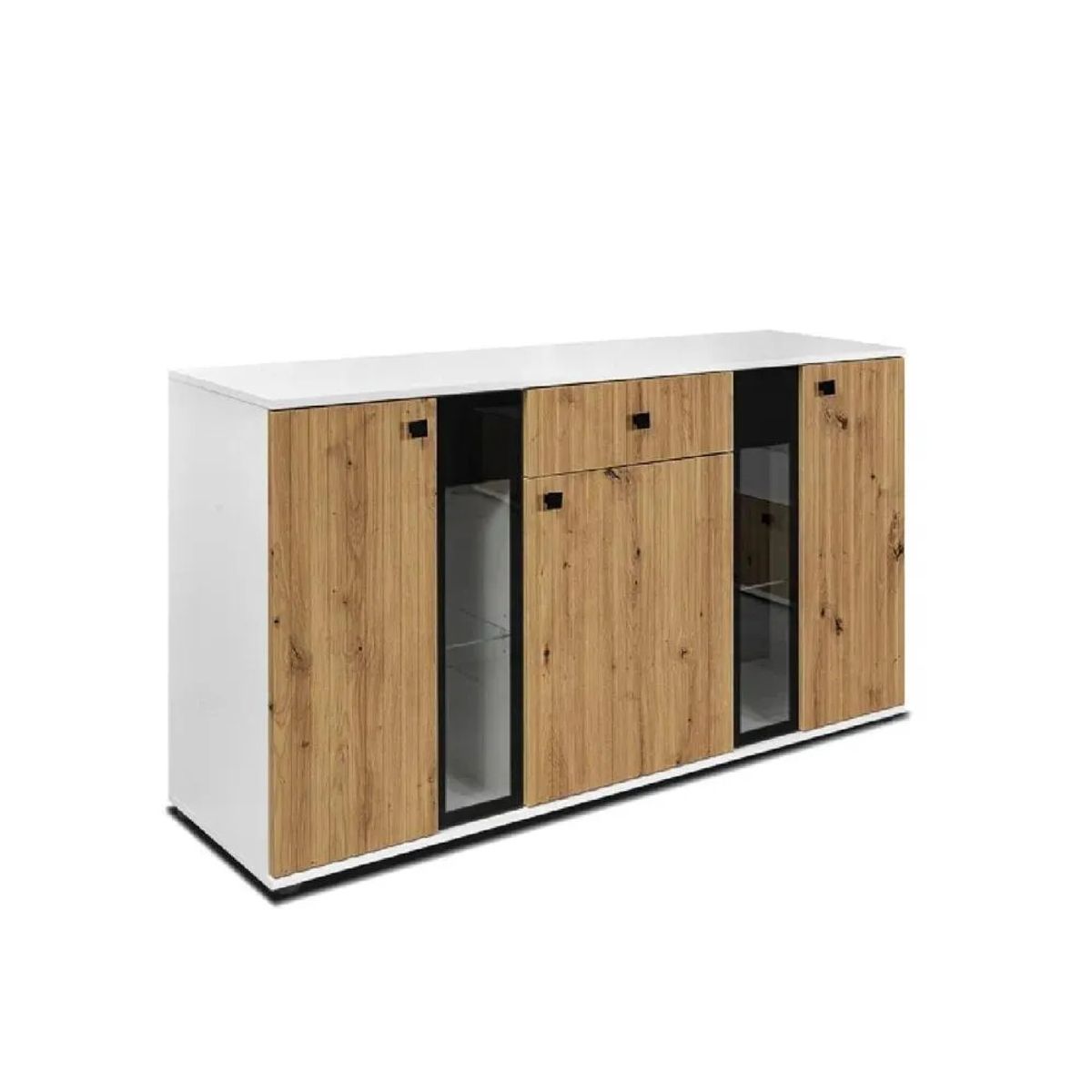 TU MESITA - Aparador Moderno TU MESITA Morgan color BlancoMarrón 3 puertas 1 cajón