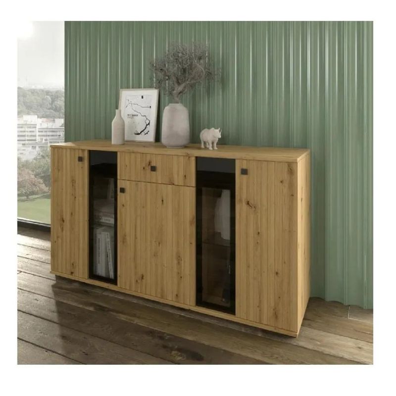 TU MESITA - Aparador Moderno TU MESITA Morgan color Marrón 3 puertas 1 cajón