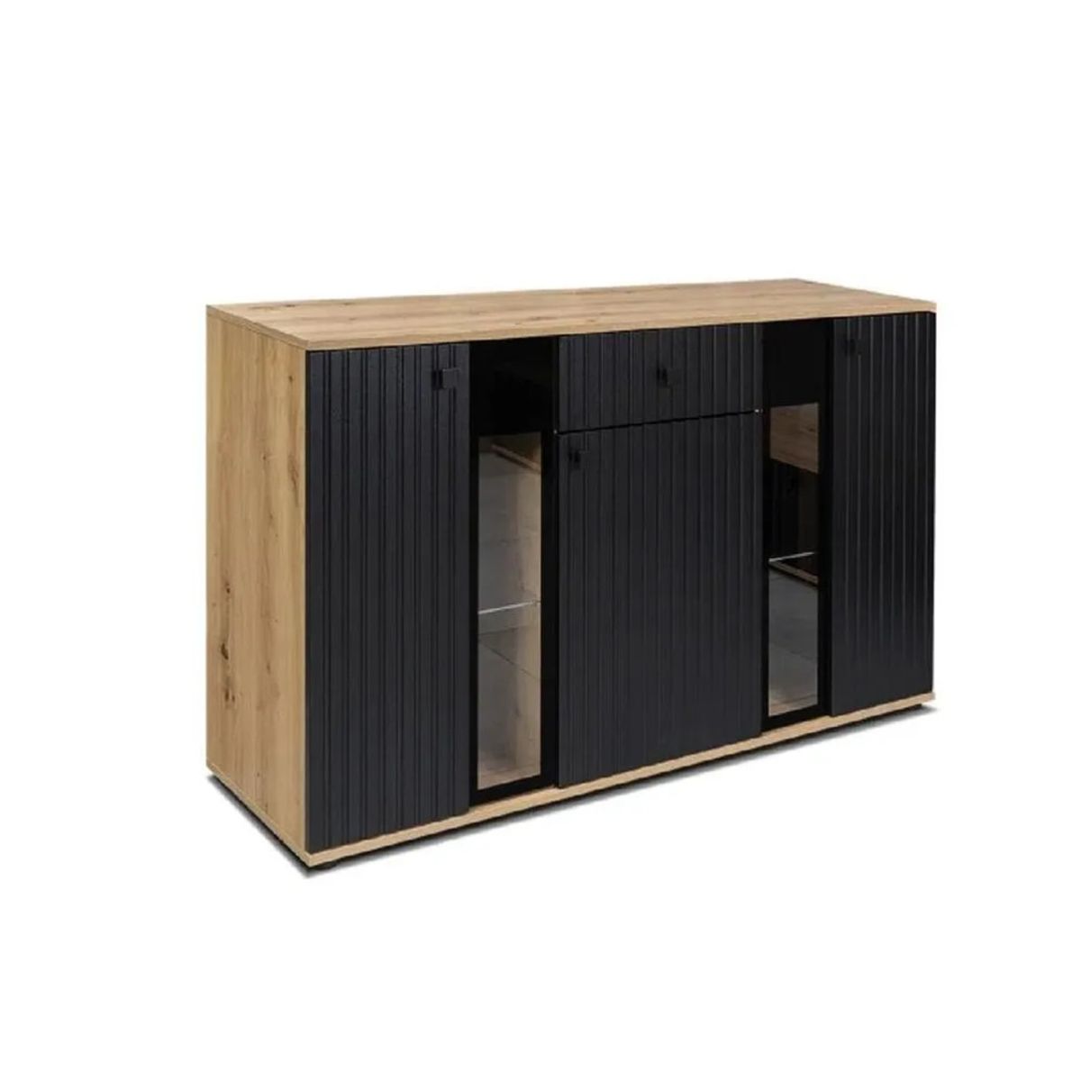 TU MESITA - Aparador Moderno TU MESITA Morgan color MarrónNegro 3 puertas 1 cajón