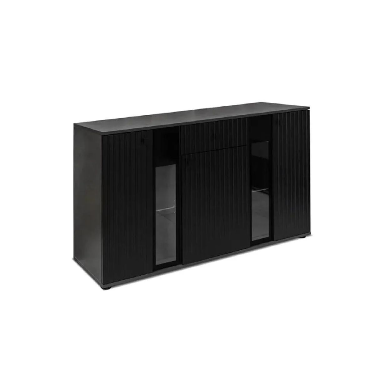 TU MESITA - Aparador Moderno TU MESITA Morgan color Negro 3 puertas 1 cajón