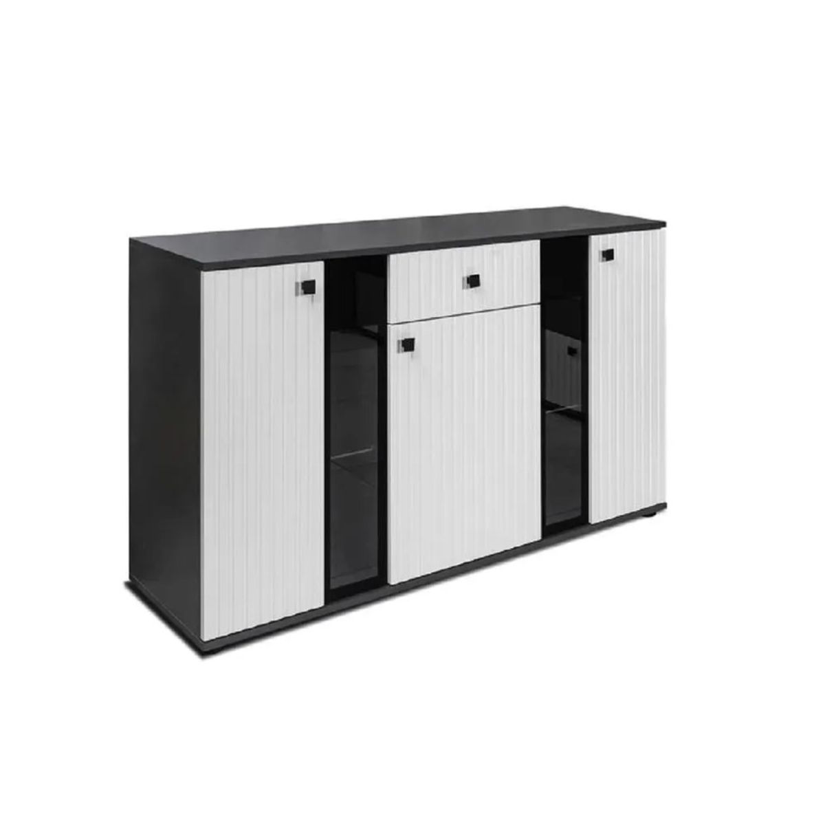 TU MESITA - Aparador Moderno TU MESITA Morgan color NegroBlanco 3 puertas 1 cajón