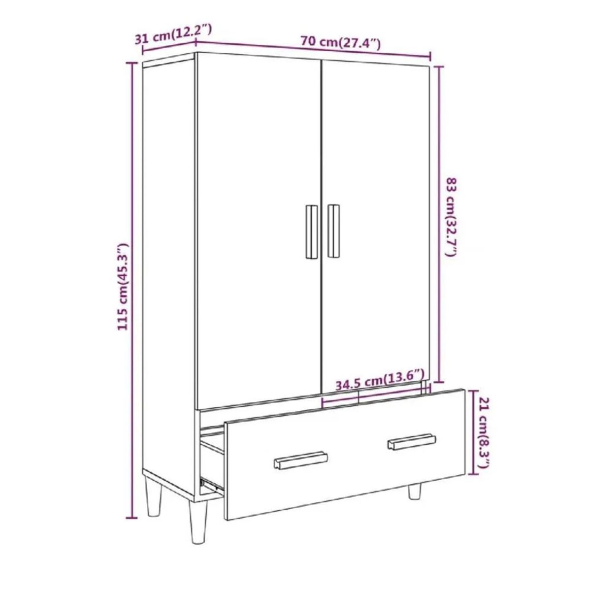 TU MESITA - Apàrador Vertical TU MESITA Usman color Blanco 2 puertas 1 cajón