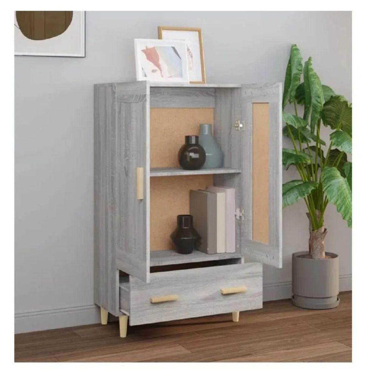 TU MESITA - Apàrador Vertical TU MESITA Usman color Gris 2 puertas 1 cajón