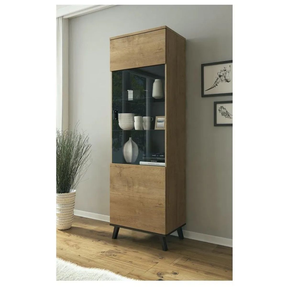 TU MESITA - Vitrina Alta TU MESITA Pratt color MarrónNegro 1 puerta