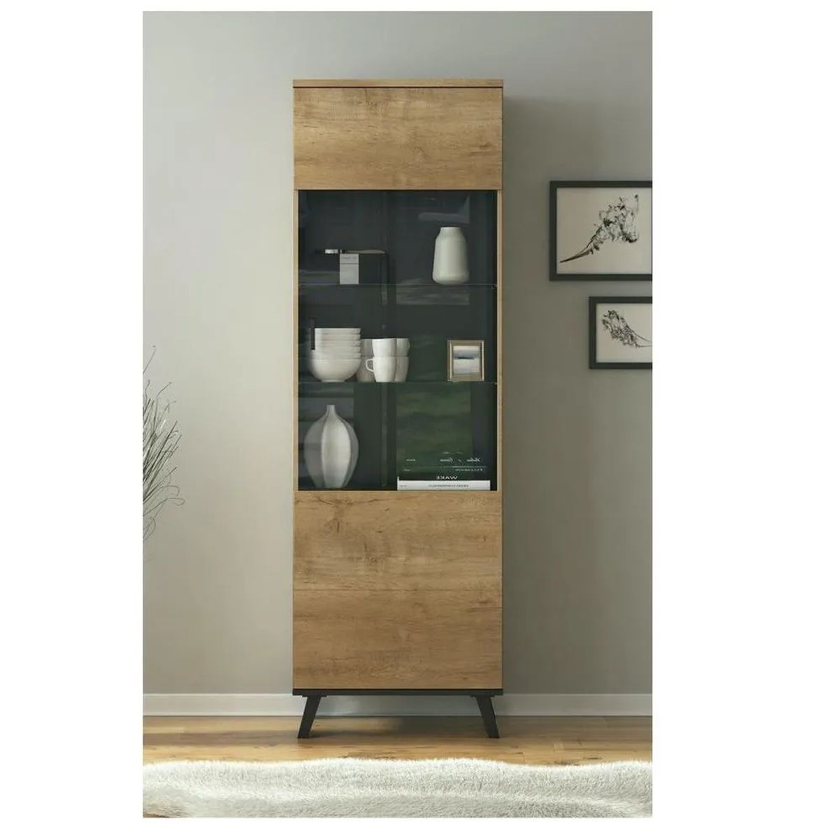 TU MESITA - Vitrina Alta TU MESITA Pratt color MarrónNegro 1 puerta