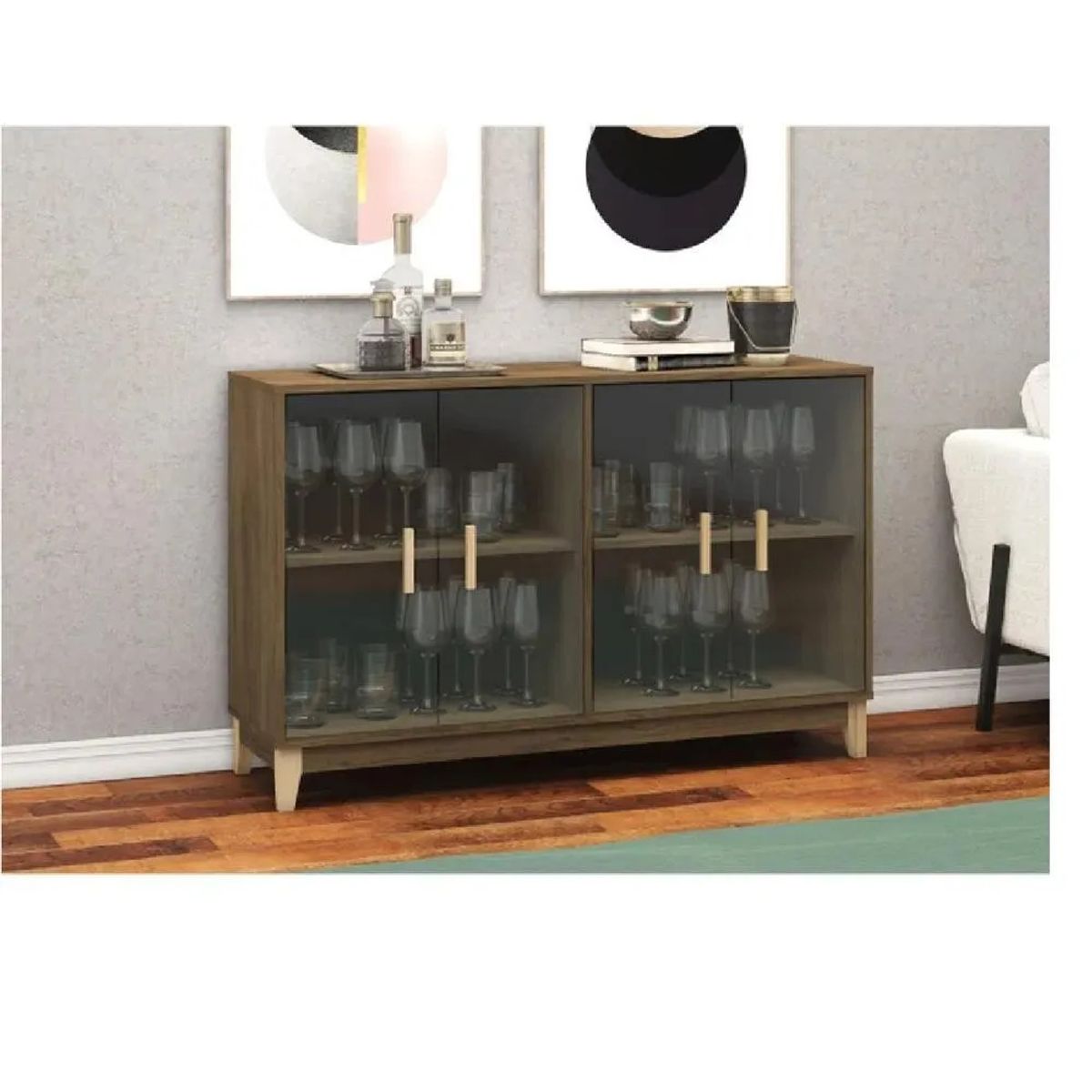 TU MESITA - Vitrina Baja TU MESITA Lucero color Marrón 4 puertas