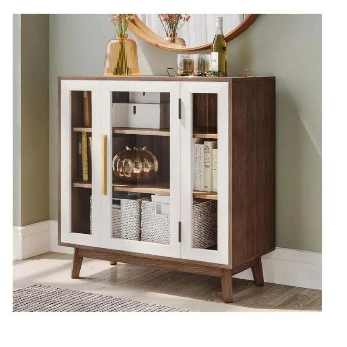 TU MESITA - Vitrina Baja TU MESITA Mainor color MarrónBlanco 1 puerta