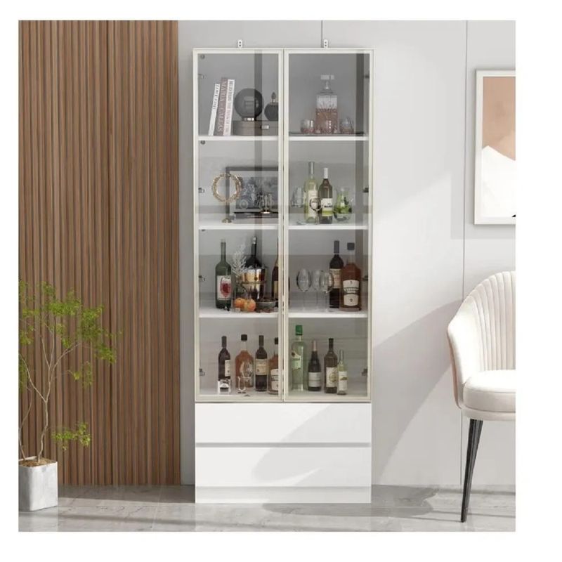 TU MESITA - Vitrina Clásica TU MESITA Giorgia Blanco 2 puertas 2 cajones luz LED