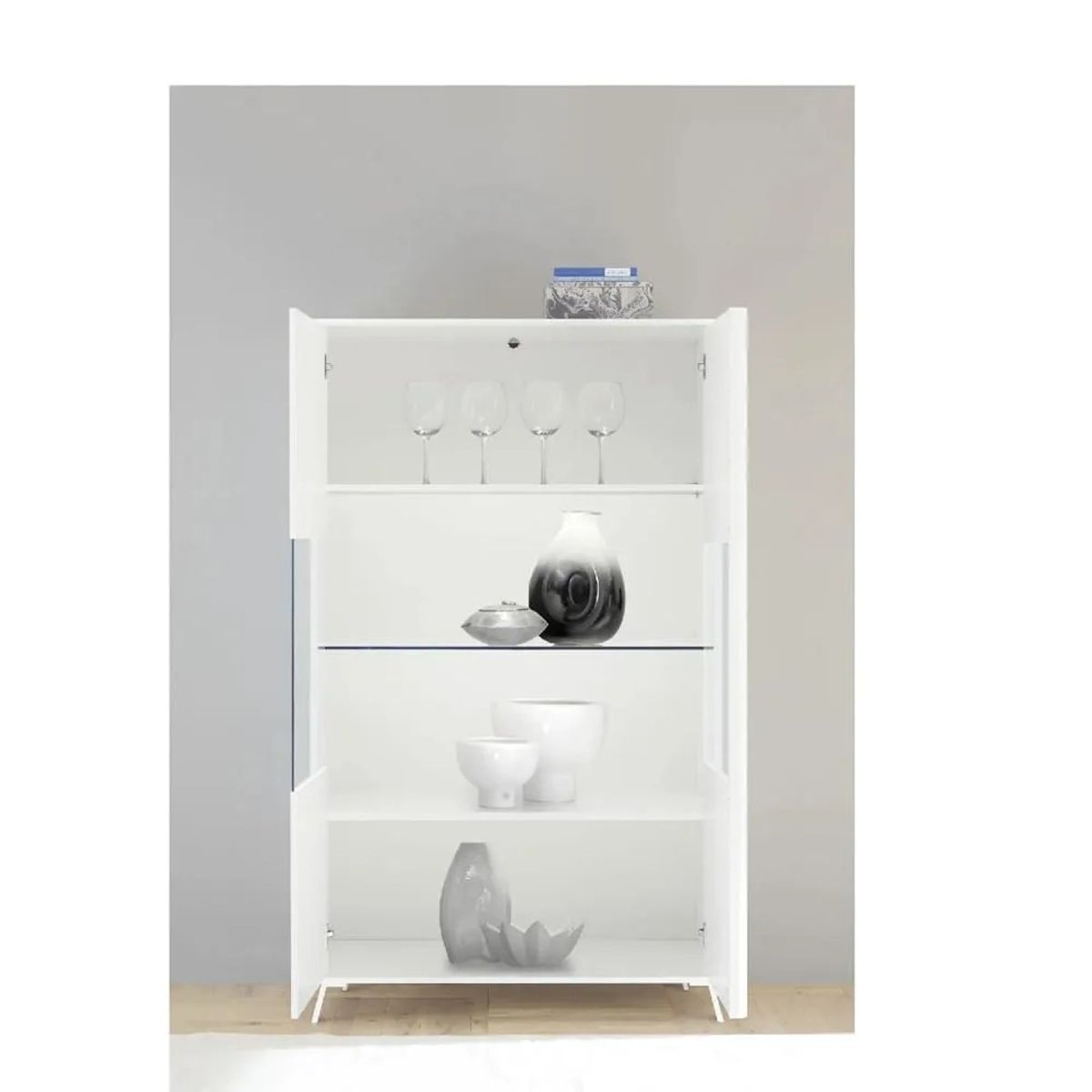 TU MESITA - Vitrina Clásica TU MESITA Jiraf color Blanco 2 puertas