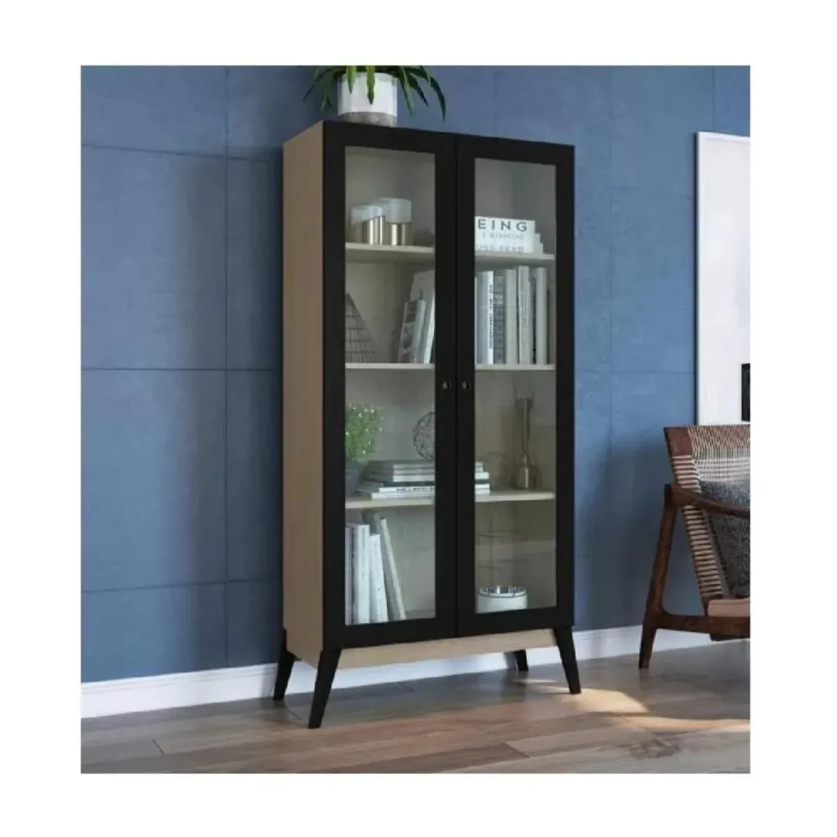 TU MESITA - Vitrina Clásica TU MESITA London color DunaNegro 2 puertas