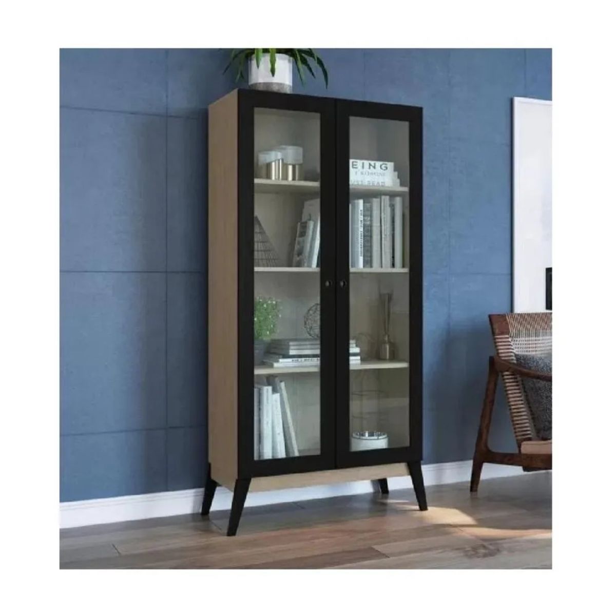 TU MESITA - Vitrina Clásica TU MESITA London color DunaNegro 2 puertas