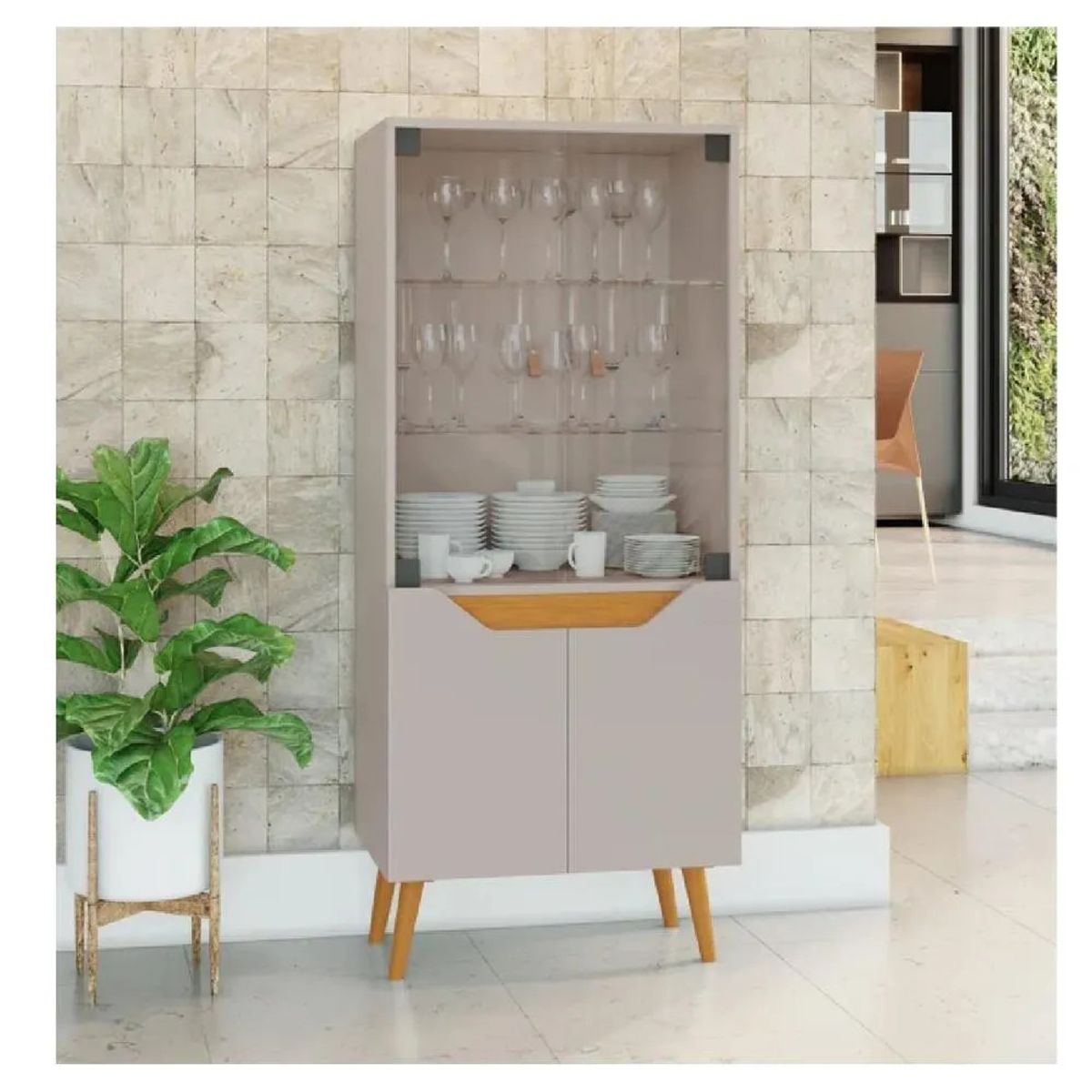 TU MESITA - Vitrina Clásica TU MESITA Loren 2 puertas color Gris claroHaya