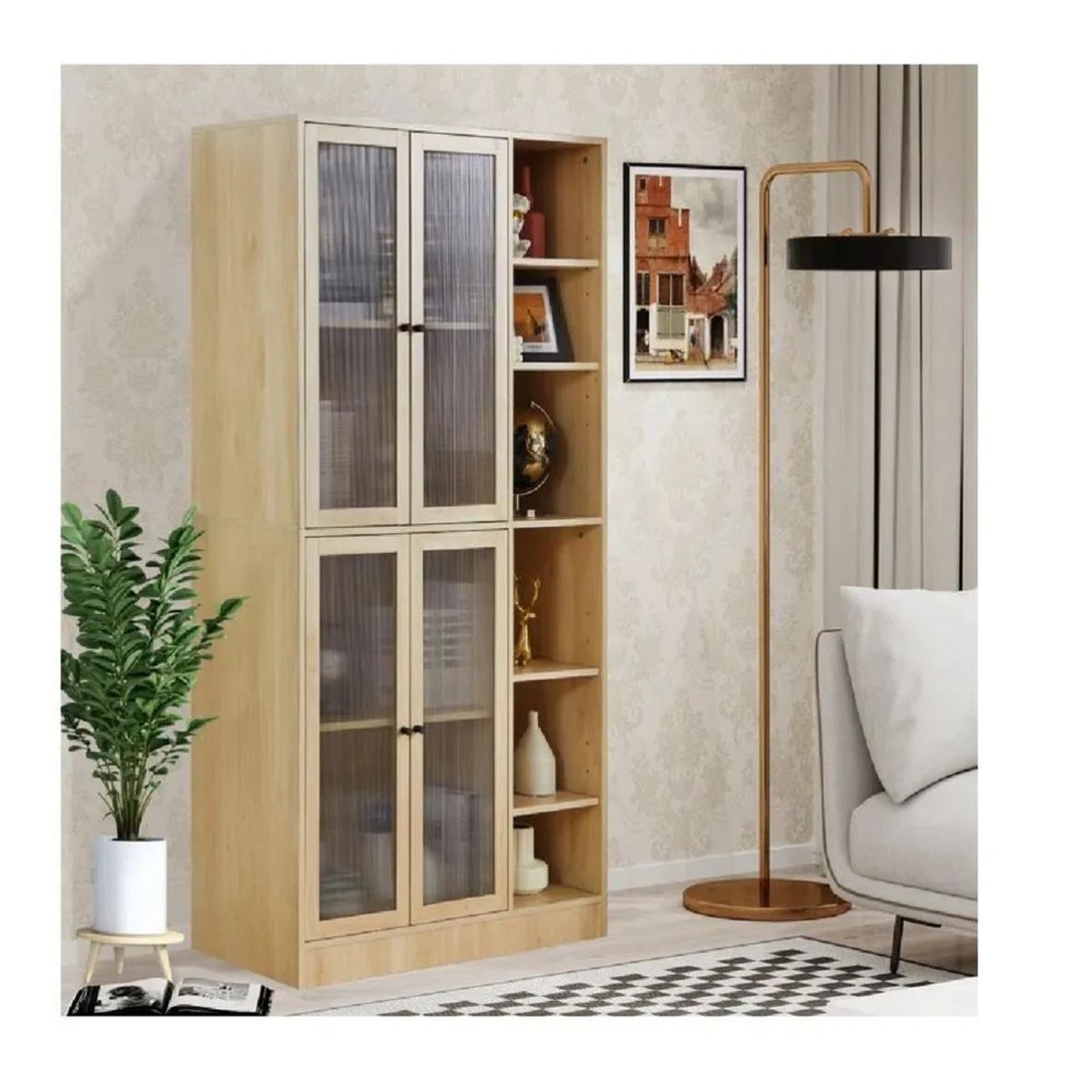 TU MESITA - Vitrina Clásica TU MESITA Merlín color Duna 4 puertas con Repisas