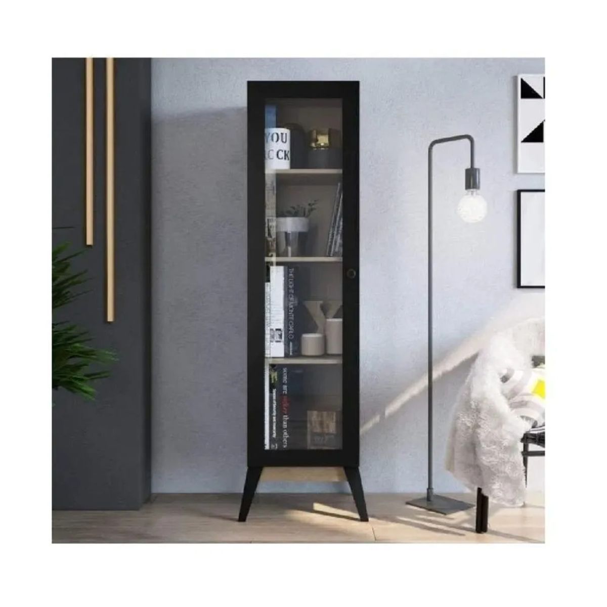 TU MESITA - Vitrina Corta TU MESITA Persia 1 puerta color NegroDuna