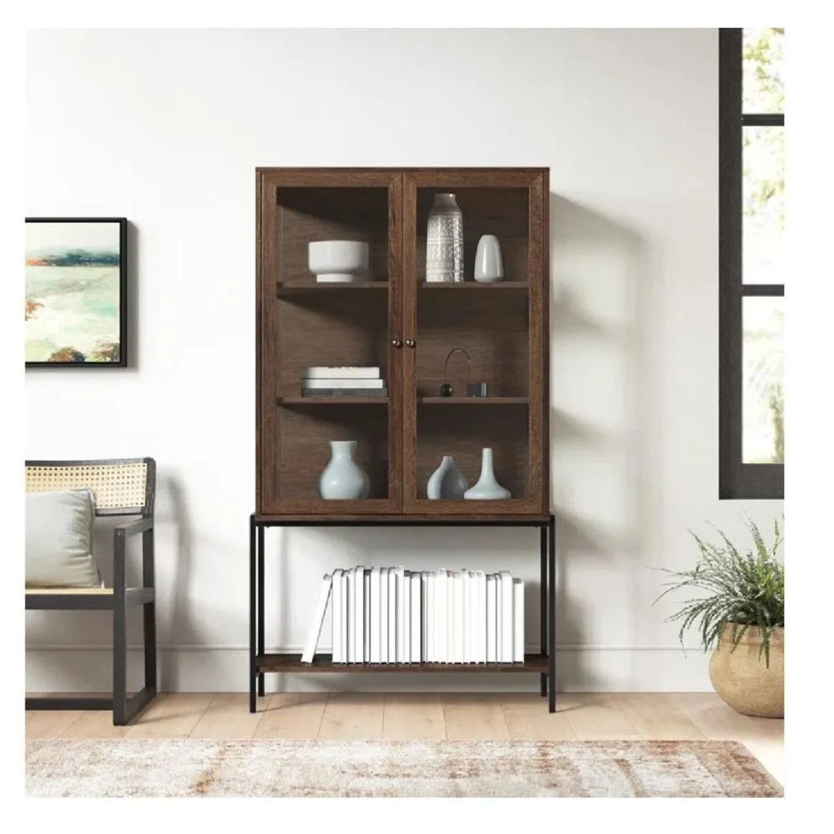 TU MESITA - Vitrina Industria TU MESITA Miletto color Marrón Oscuro 2 puertas