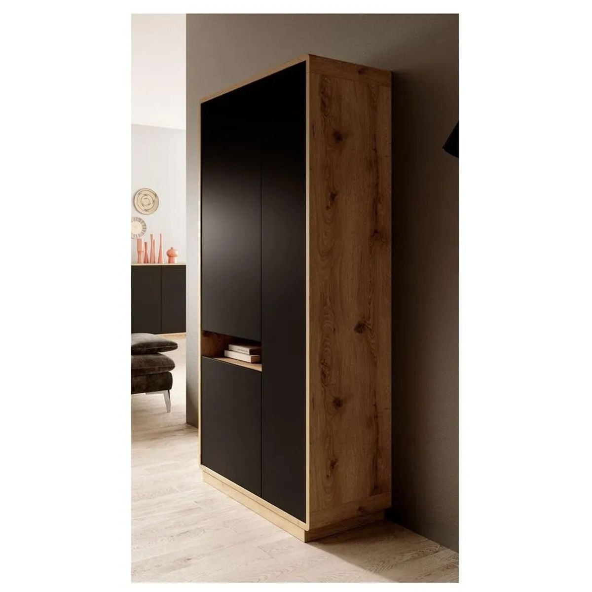 TU MESITA - Vitrina Jissa TU MESITA alta color MarrónNegro 3 puertas