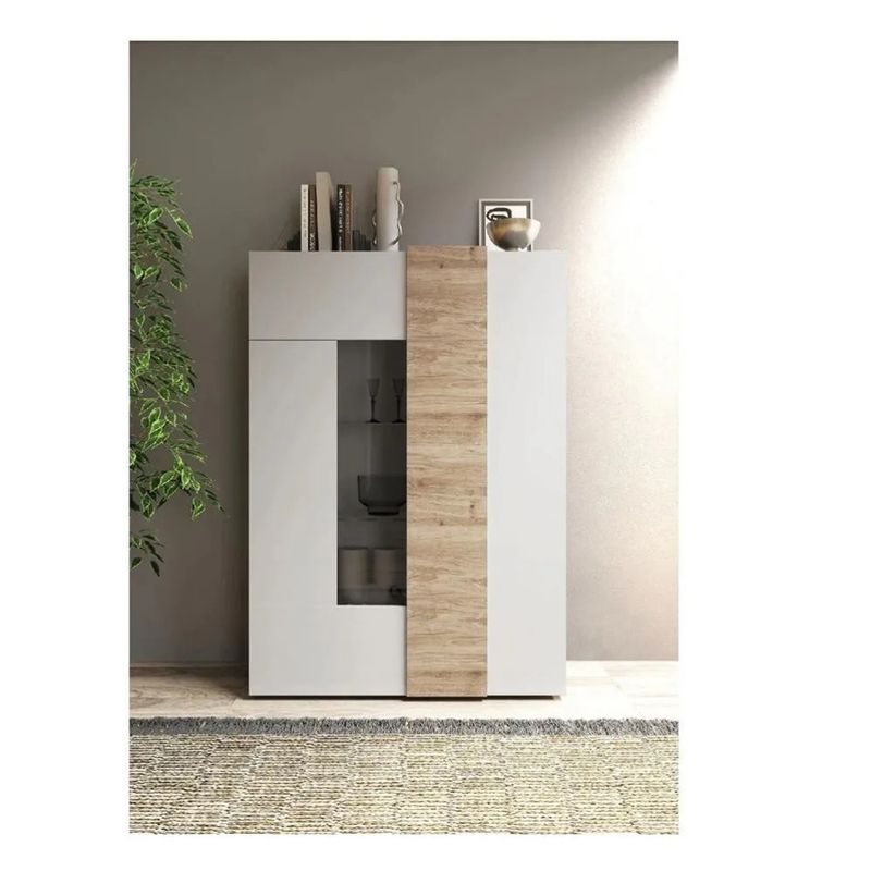TU MESITA - Vitrina Moderna TU MESITA Artik color BlancoRoble 2 puertas