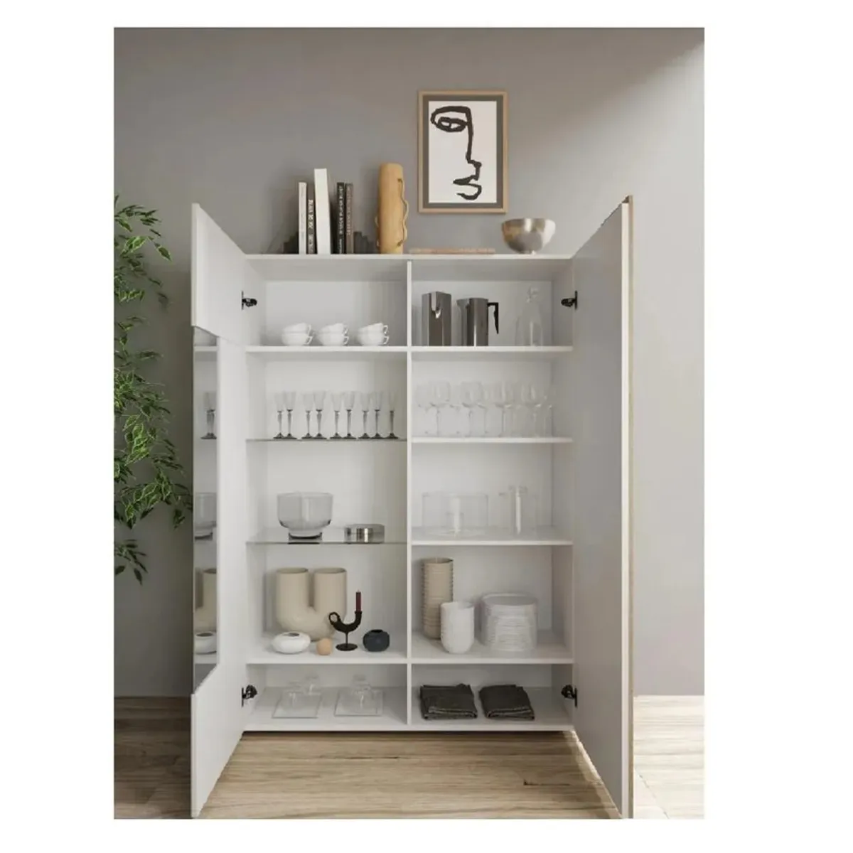 TU MESITA - Vitrina Moderna TU MESITA Artik color BlancoRoble 2 puertas