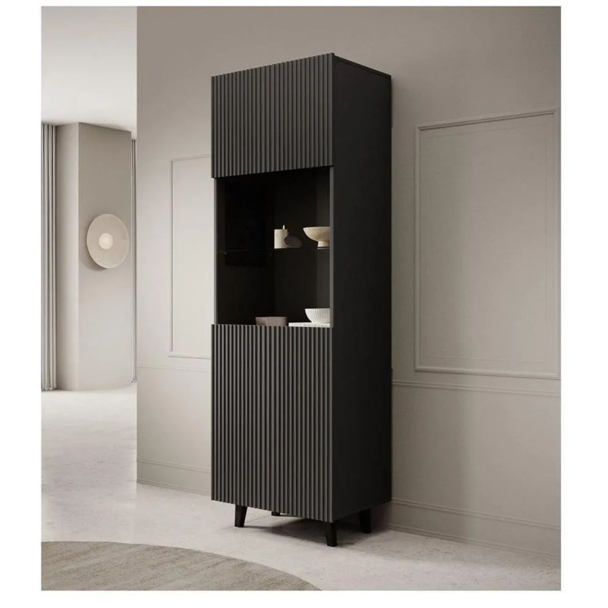 TU MESITA - Vitrina Moderna TU MESITA Bastian color Negro 2 puertas