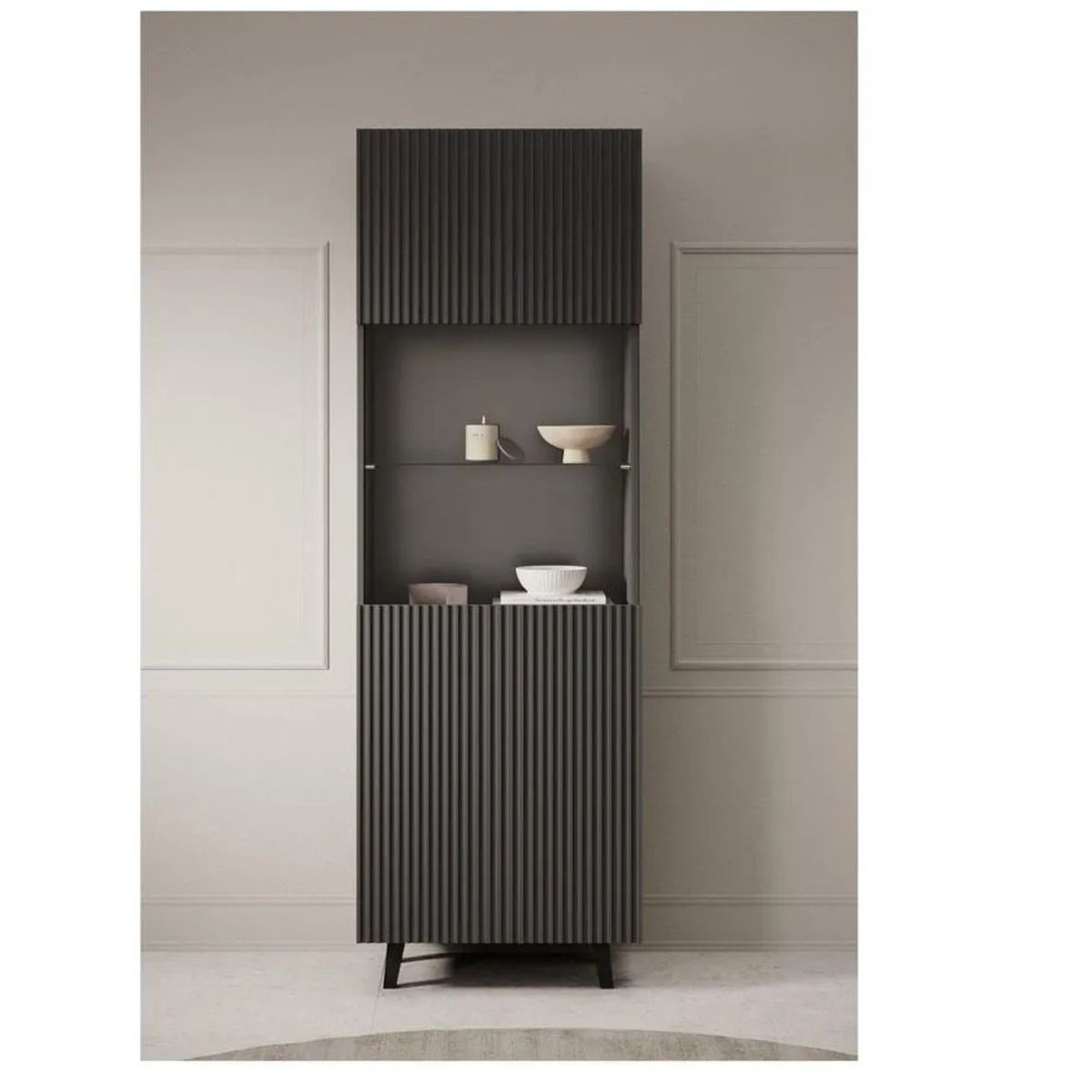 TU MESITA - Vitrina Moderna TU MESITA Bastian color Negro 2 puertas