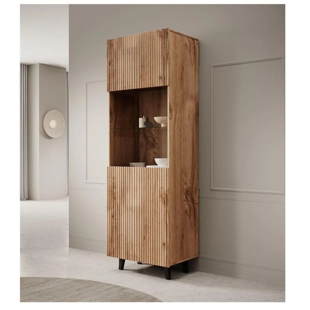 TU MESITA - Vitrina Moderna TU MESITA Bastian color Roble 2 puertas