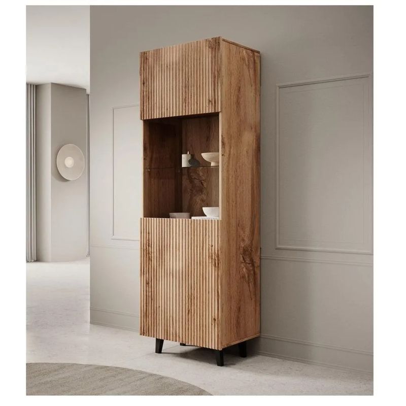 TU MESITA - Vitrina Moderna TU MESITA Bastian color Roble 2 puertas