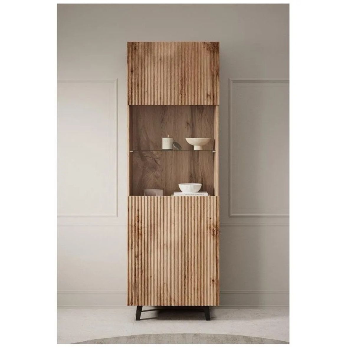 TU MESITA - Vitrina Moderna TU MESITA Bastian color Roble 2 puertas