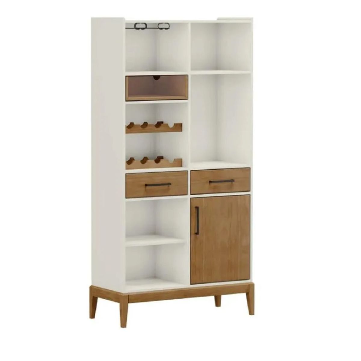 TU MESITA - Vitrina Moderna TU MESITA Macarena BlancoMarrón 1 puerta 2 cajones