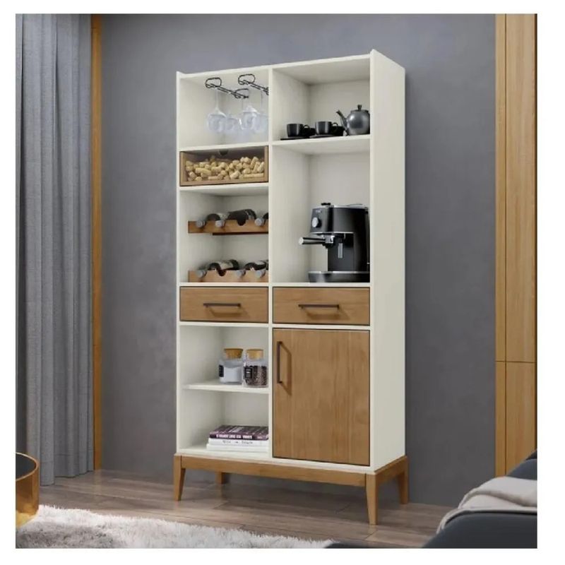 TU MESITA - Vitrina Moderna TU MESITA Macarena BlancoMarrón 1 puerta 2 cajones