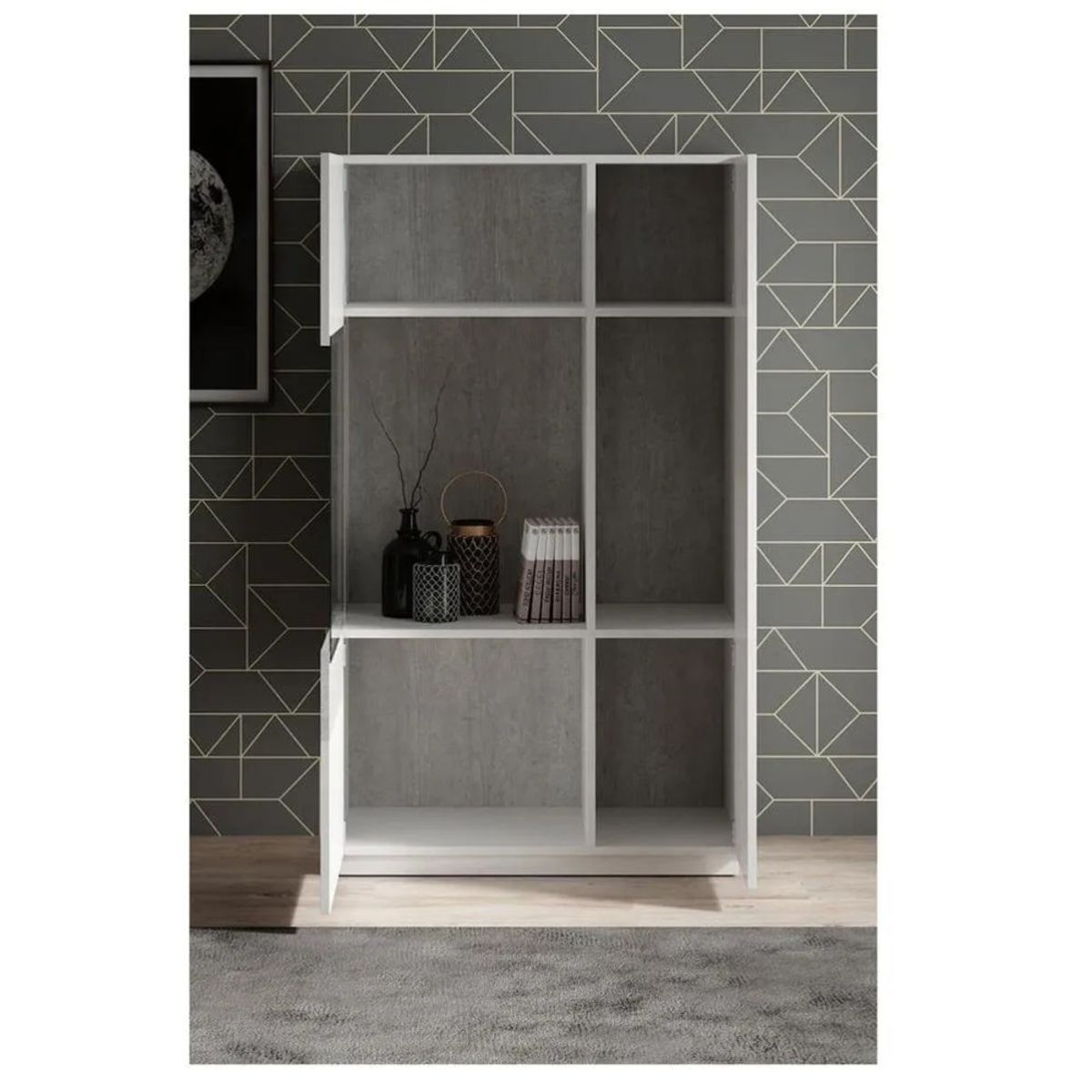 TU MESITA - Vitrina Moderna TU MESITA Malabar color BlancoGris 2 puertas