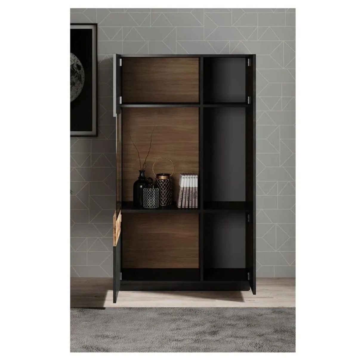 TU MESITA - Vitrina Moderna TU MESITA Malabar color Gris OscuroRoble 2 puertas