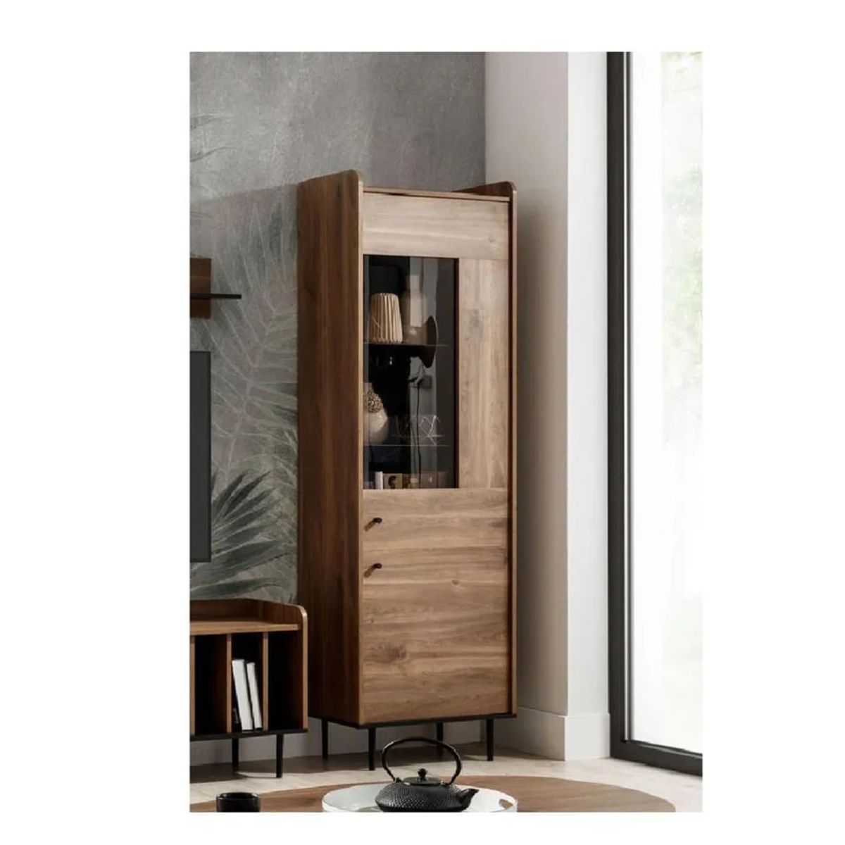 TU MESITA - Vitrina Moderna TU MESITA Miramar color Marrón 1 puerta