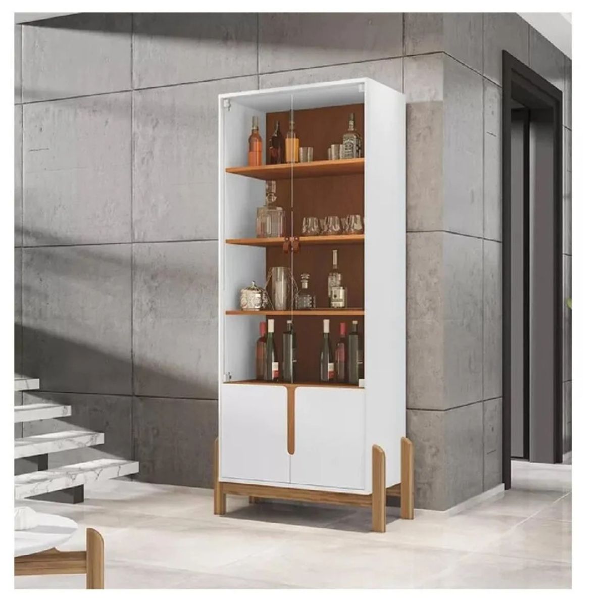 TU MESITA - Vitrina Moderna TU MESITA Palmer 4 puertas color BlancoMarrón