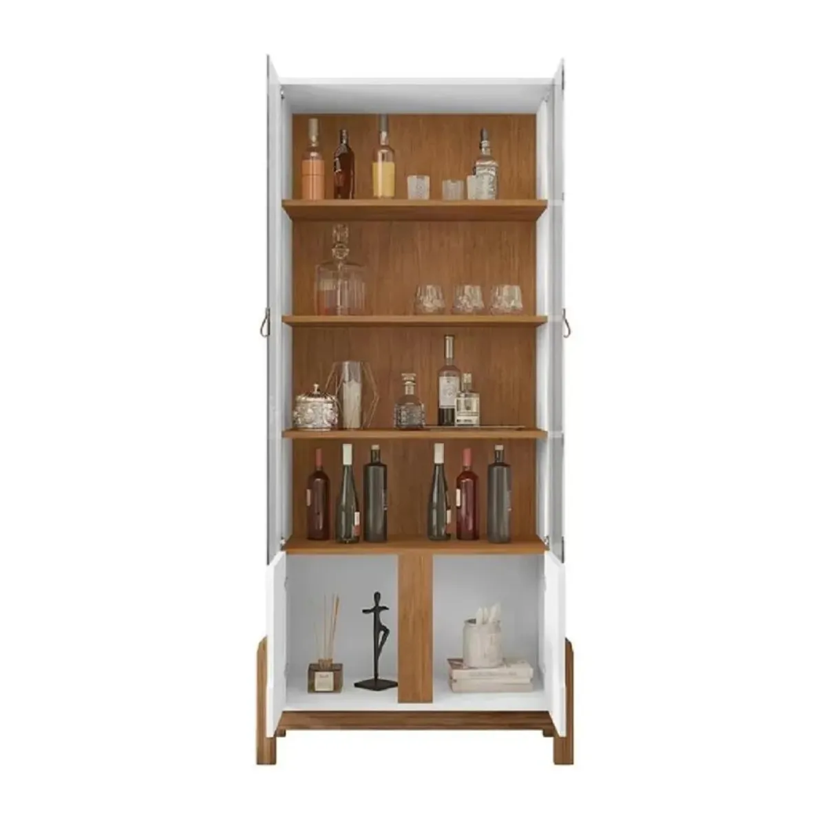 TU MESITA - Vitrina Moderna TU MESITA Palmer 4 puertas color BlancoMarrón