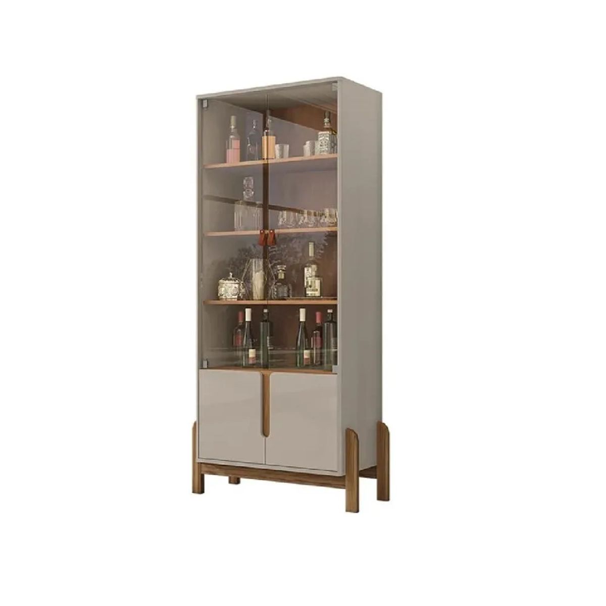 TU MESITA - Vitrina Moderna TU MESITA Palmer 4 puertas color Gris claroMarrón
